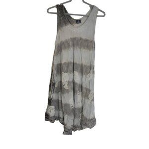 One Sz Fits Most Sleeveless Rayon Black fish Embroidered Tunic Top Tie Dye Batik